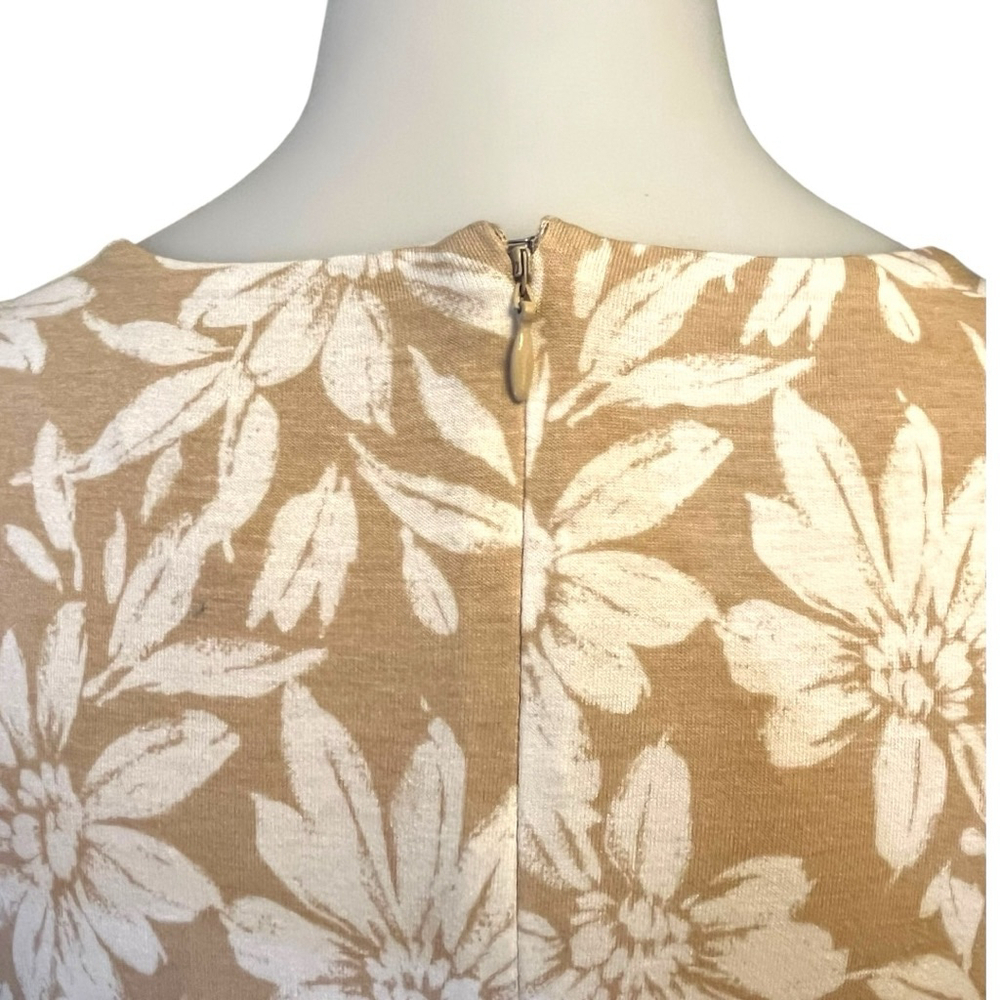 Women's Loft Stretch Jersey Tank Sun Dress, MP, Tan White Floral Print - Picture 13 of 16